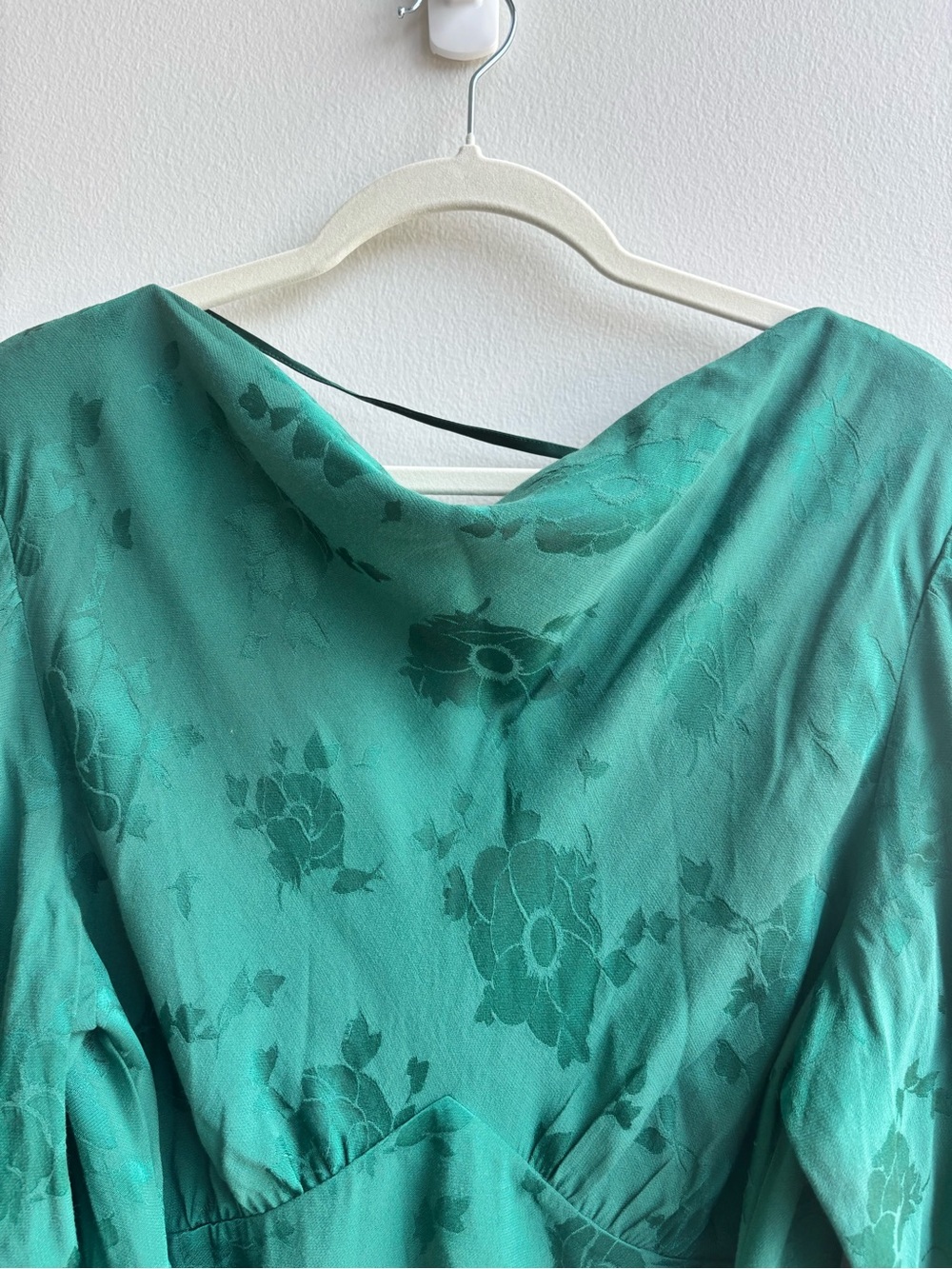 RIXO "Ginger" Emerald Green Floral Jacquard Midi Dress | Size L (US 10) - Picture 3 of 7